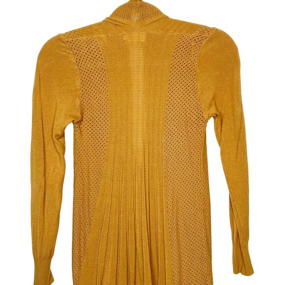 DREAMERS Waterfall Cardigan Sweater Open Front Ribbed-Knit Mustard Yellow Size L - Picture 5 of 10